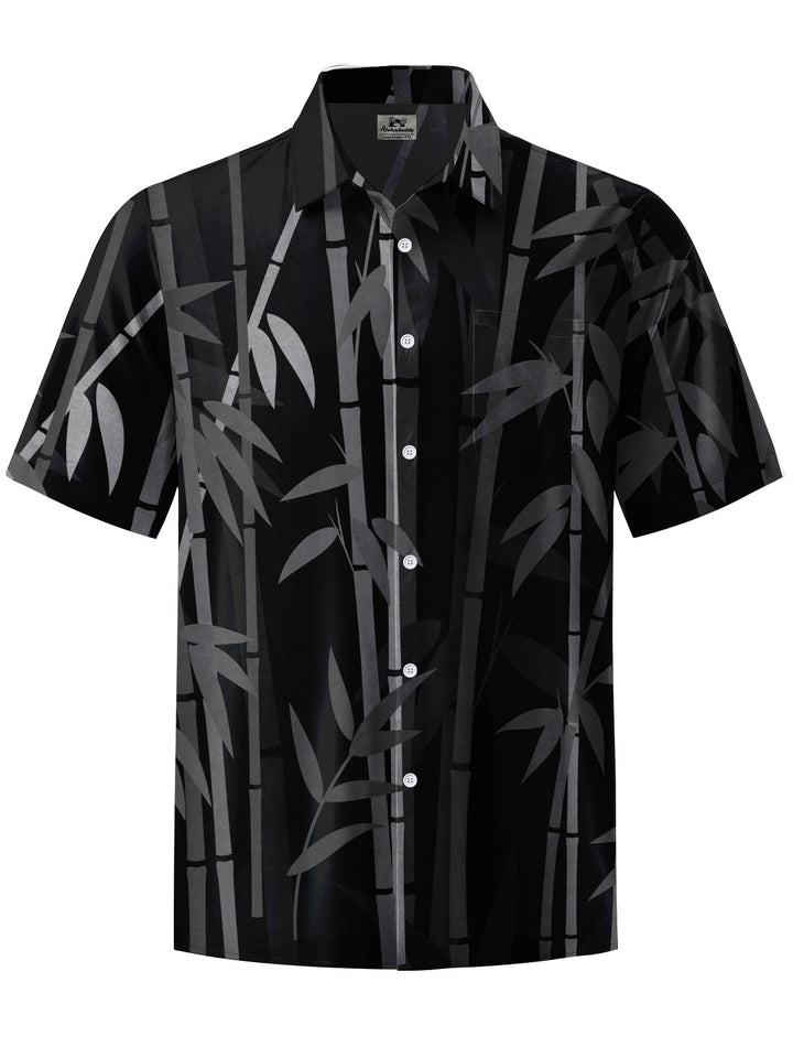 Alohadaddy® Vintage Bamboo Art Print Chest Pocket Stretch Men&