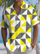 Alohadaddy® Casual Geometric Triangle Art Print Men's Short Sleeve Stretch Shirt Big & Tall