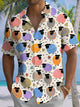 Alohadaddy® Casual Cartoon Sheep Printed Chest Pocket Men's Stretch Short Sleeve Shirt Big & Tall