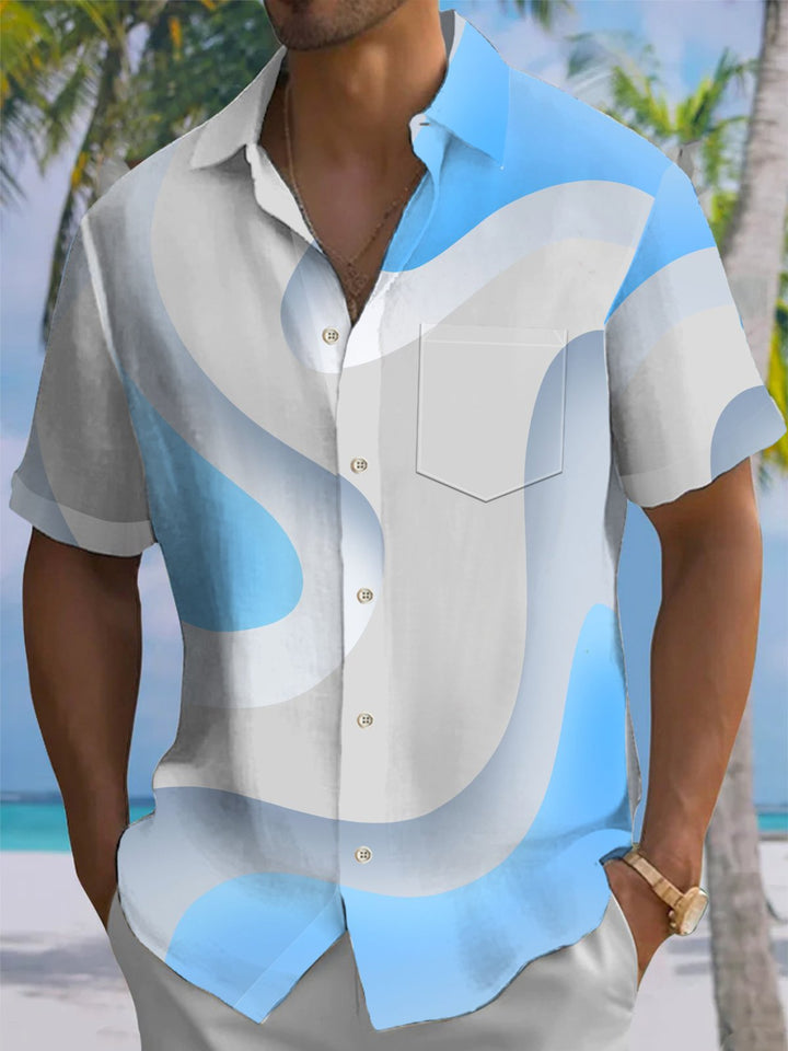 Alohadaddy® Casual Geometric Art Print Pocket Stretch Men&