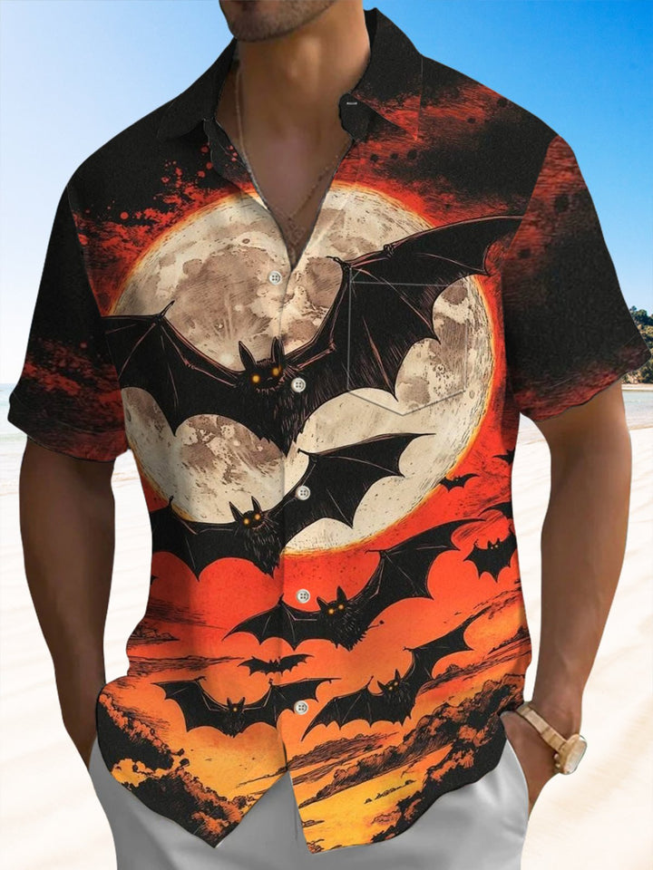 Alohadaddy® Halloween vintage bat print art stretch men&