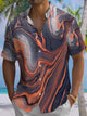 Alohadaddy® Casual Abstract Art Print Chest Pocket Stretch Men's Short Sleeve Shirt Big & Tall