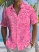 Alohadaddy® Hawaiian Rattan Art Print Chest Pocket Men's Short Sleeve Shirt Big & Tall