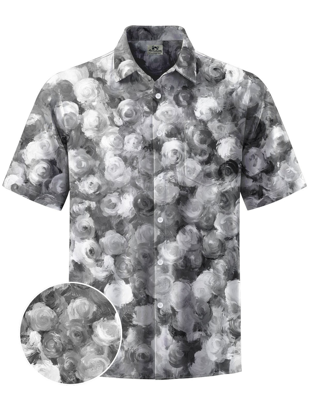 Alohadaddy® Casual Flowers Art Print Chest Pocket Men&
