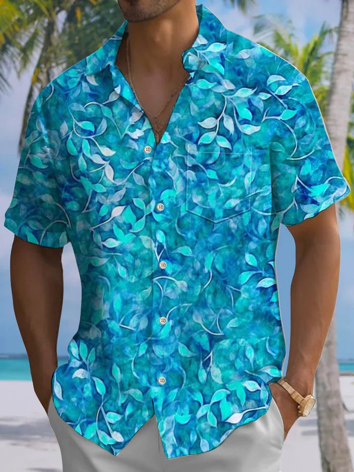 Alohadaddy® Hawaiian Rattan Art Print Chest Pocket Men&