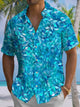 Alohadaddy® Hawaiian Rattan Art Print Chest Pocket Men's Short Sleeve Shirt Big & Tall