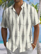 Alohadaddy® Casual Stripe Geometric Art Print Chest Pocket Men's Short Sleeve Shirt Big & Tall