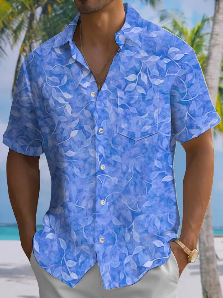 Alohadaddy® Hawaiian Rattan Art Print Chest Pocket Men&