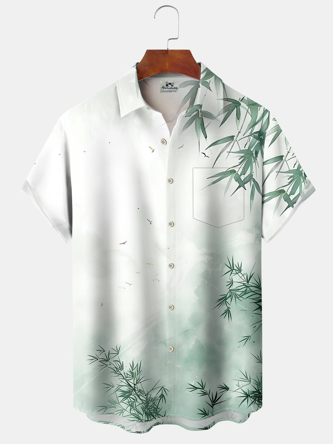 Alohadaddy® Casual Bamboo Art Print Pockets Wicking Hawaiian Shirts Big &amp; Tall