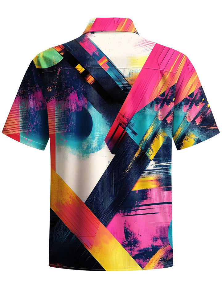 Alohadaddy® Retro Abstract Graffiti Print Chest Pocket Men&