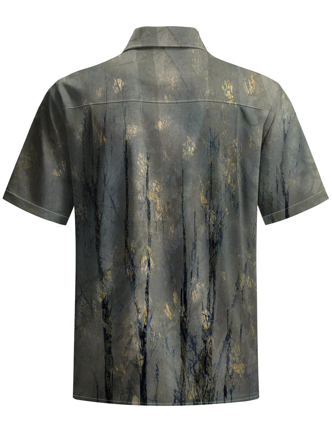 Alohadaddy® Vintage Woods Art Print Chest Pocket Mens Short Sleeve Shirt Big &amp; Tall