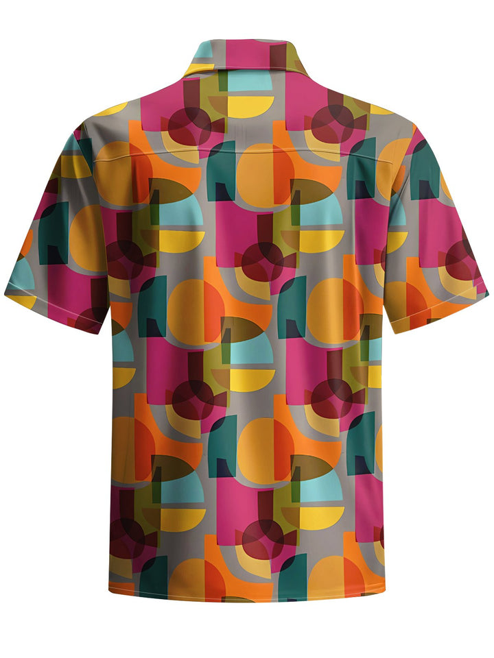 Alohadaddy® Vintage Medieval Kaleidoscope Print Art Chest Pocket Men&
