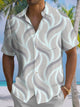 Alohadaddy® Casual Abstract Geometric Art Print Chest Pocket Men Short Sleeve Shirt Big & Tall
