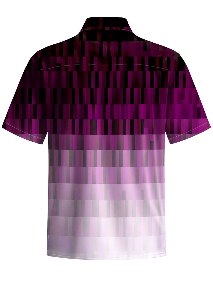 Alohadaddy® Casual Gradient Geometric Art Print Moisture Wicking Chest Pocket Men&