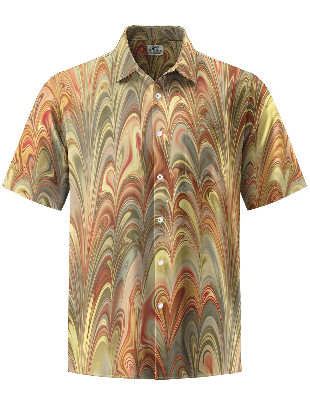 Alohadaddy® Hawaiian Abstract Texture Art Print Chest Pocket Mens Short Sleeve Shirts Big &amp; Tall