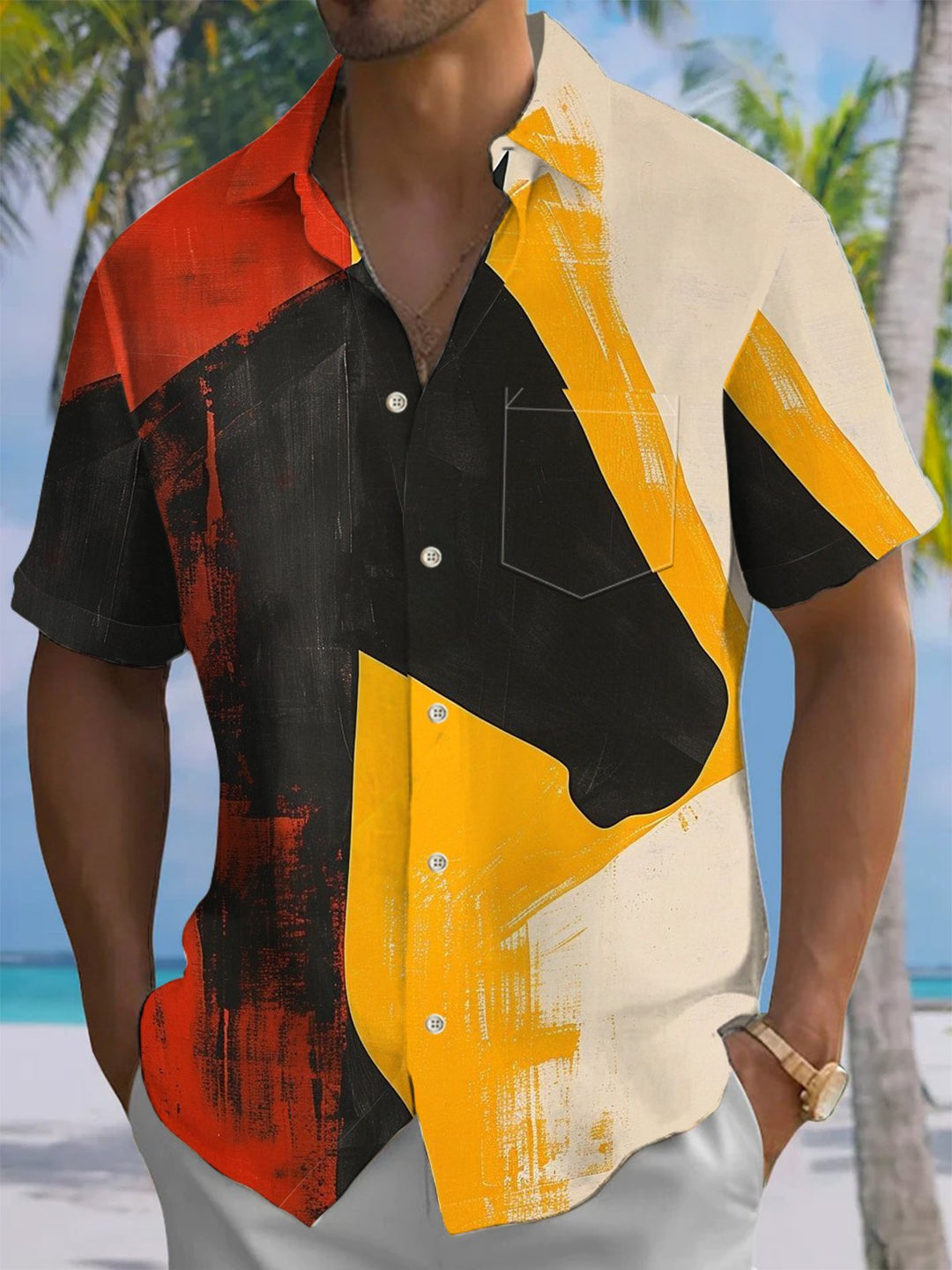 Alohadaddy® Casual Vintage Horse Chest Pocket Moisture Wicking Mens Short Sleeve Shirt Big &amp; Tall