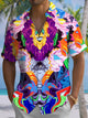 Alohadaddy® Hawaiian Abstract Art Print Art Chest Pocket Men Short Sleeve Shirts Big & Tall