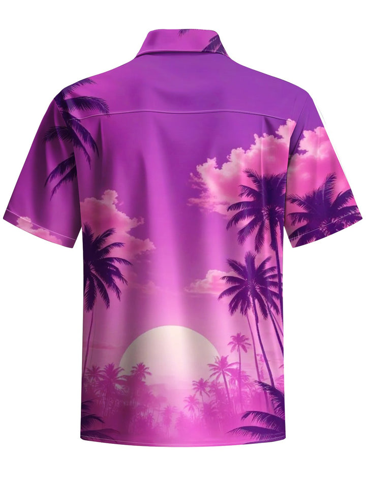 Alohadaddy® Hawaiian Palm Tree Art Print Chest Pocket Men&