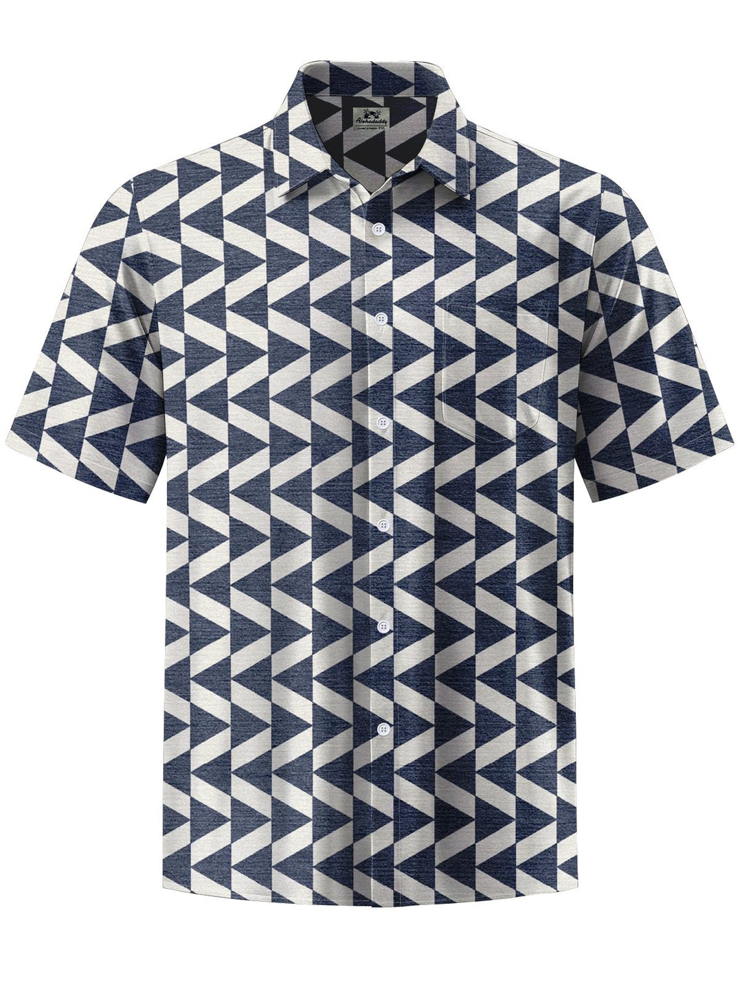 Alohadaddy® Casual Geometric Art Print Chest Pocket Men&