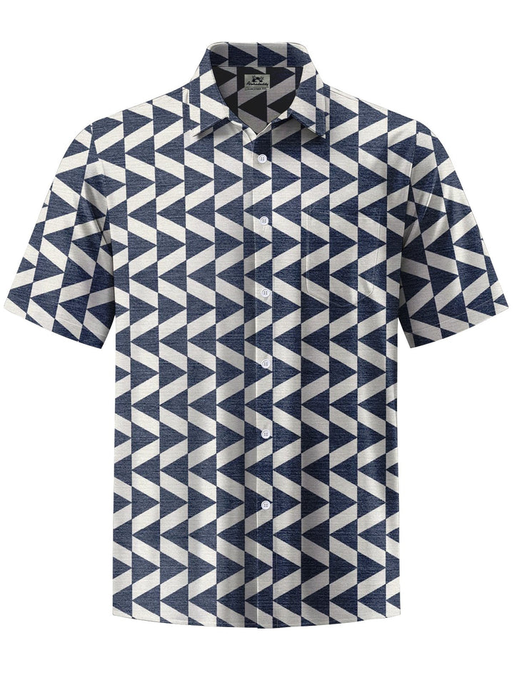 Alohadaddy® Casual Geometric Art Print Chest Pocket Men&
