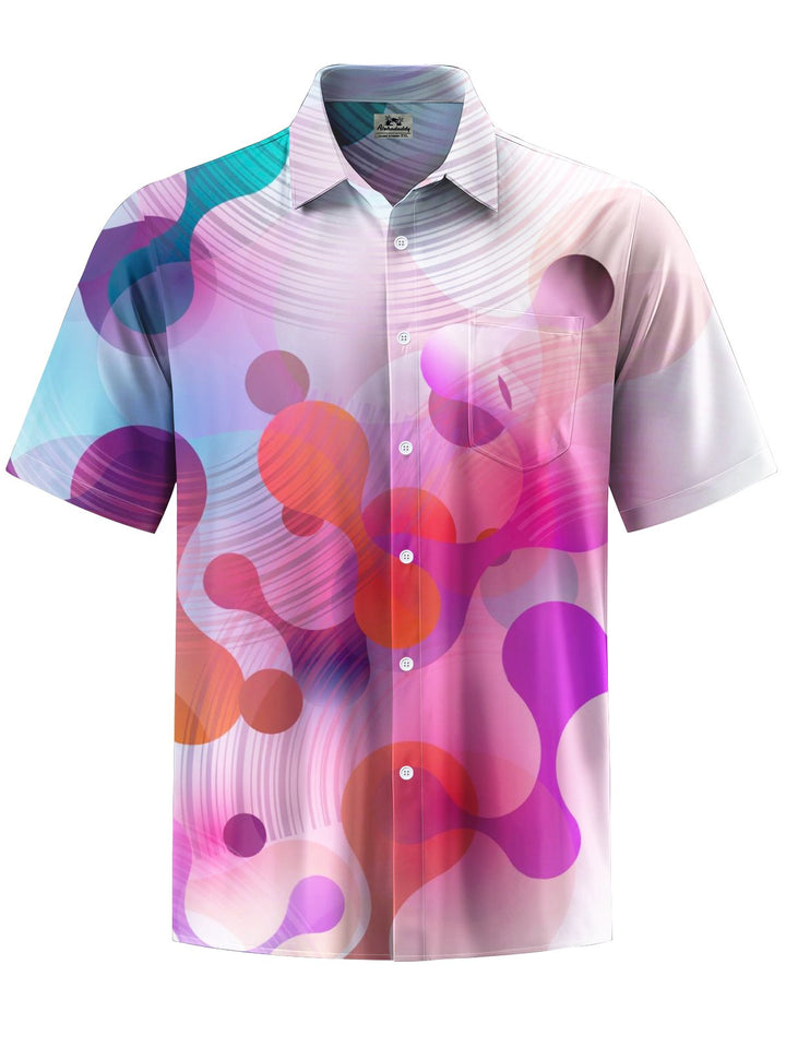 Alohadaddy® Casual Geometric Art Print Chest Pocket Men&