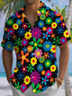 Alohadaddy® Casual Floral Art Print Chest Pocket Men's Short Sleeve Shirt Big & Tall