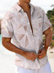 Alohadaddy® Men's Casual Geometric Art Print Moisture-Wicking Chest Pocket Short Sleeve Shirt Big & Tall