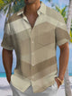 Alohadaddy® Casual Stripe Geometric Art Print Chest Pocket Men's Short Sleeve Shirt Big & Tall
