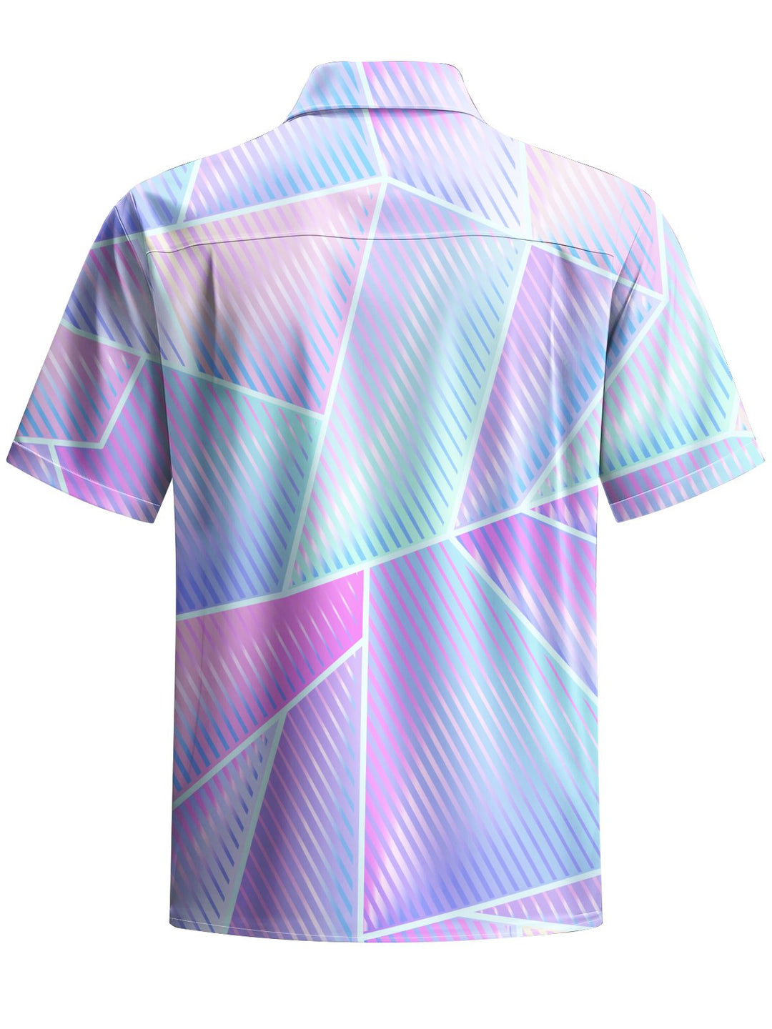 Alohadaddy® Hawaiian Geometric Stripe Art Print with Chest Pocket for Men&