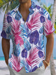 Alohadaddy® Hawaiian Palm Leaf Art Print Men's Short Sleeve Stretch Shirt Big & Tall