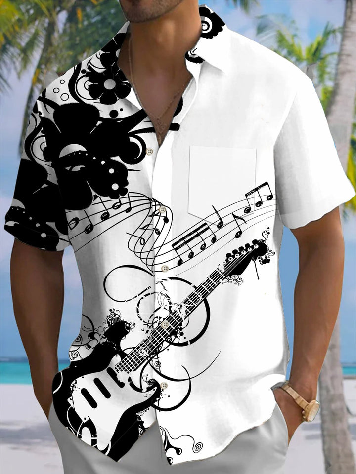 Alohadaddy® Casual Guitar Print Art Pocket Stretch Men&