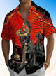 Alohadaddy® Halloween Skull Art Print Chest Pocket Men's Short Sleeve Shirt Big & Tall