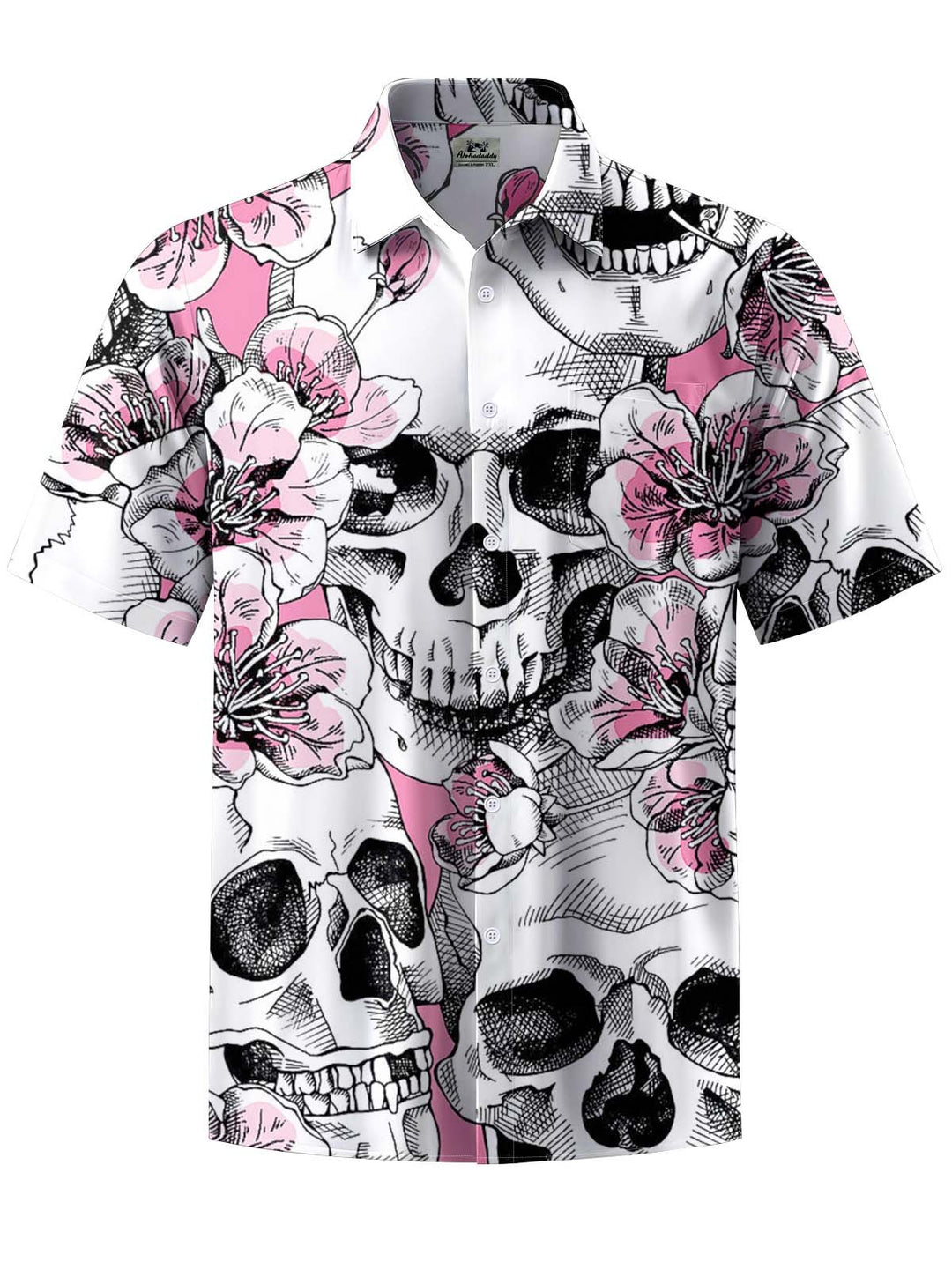 Alohadaddy® Casual Skull Geometric Print Art Chest Pocket Stretch Men&