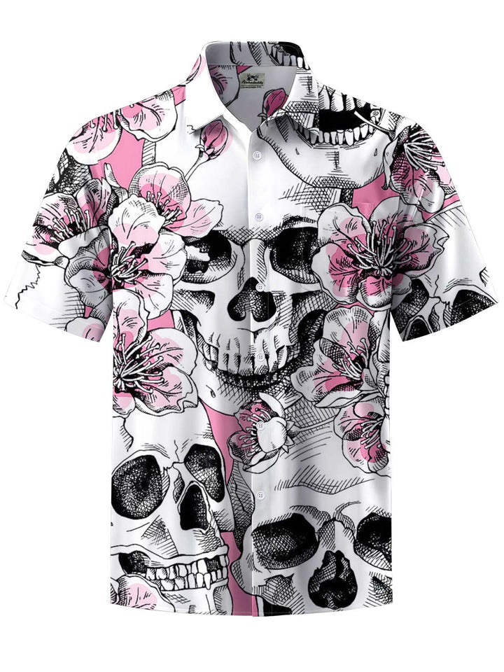 Alohadaddy® Casual Skull Geometric Print Art Chest Pocket Stretch Men&