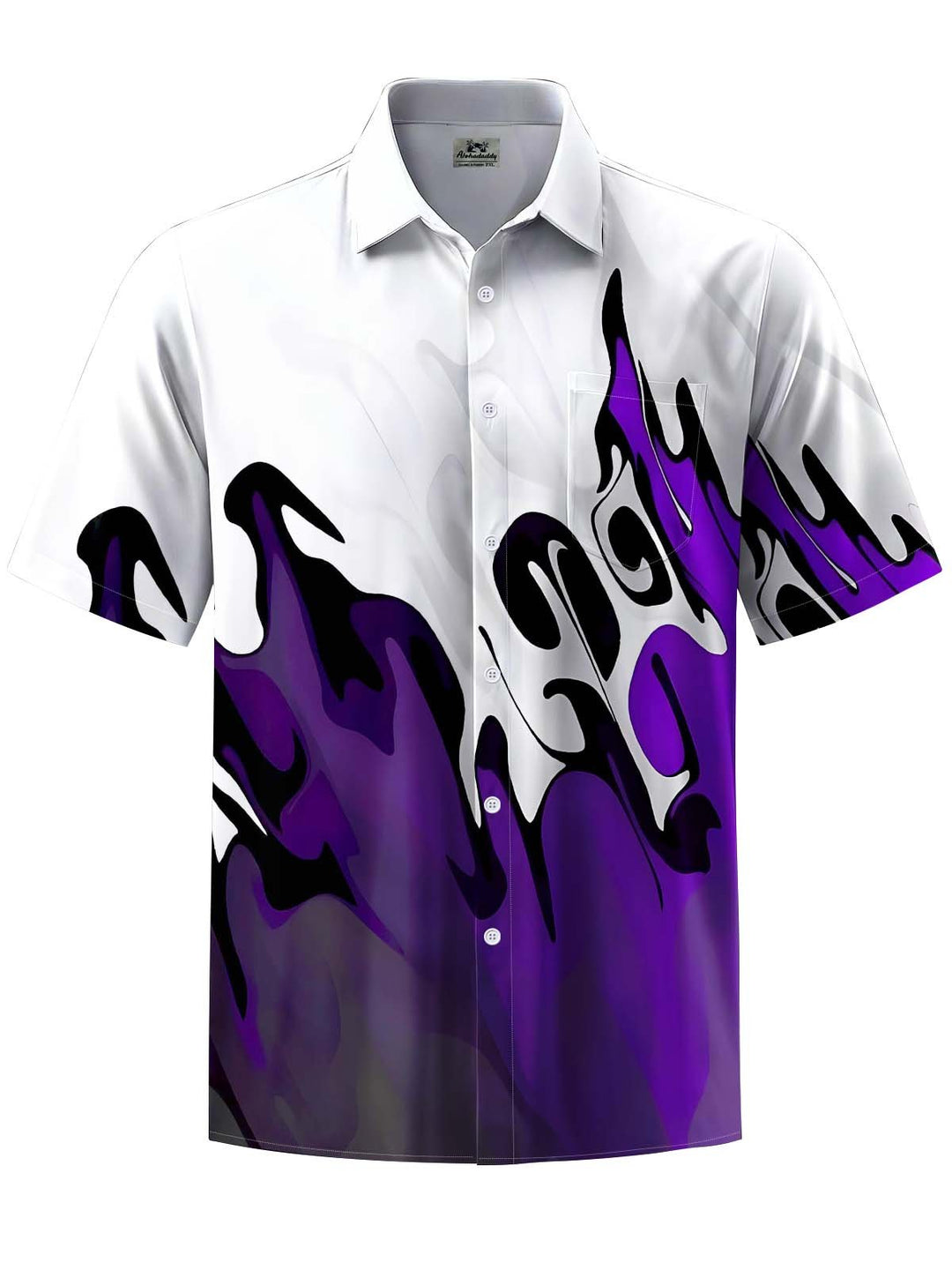 Alohadaddy® Casual Abstract Art Print Chest Pocket Men&