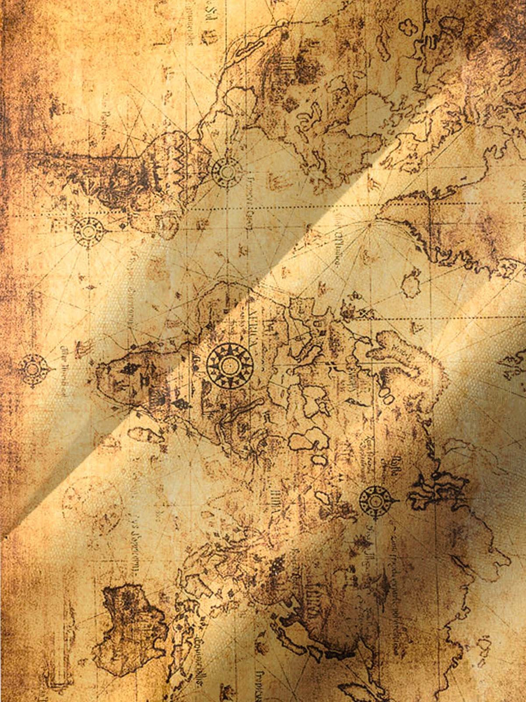 Alohadaddy® Vintage Map Art Print Chest Pocket Stretch Men&