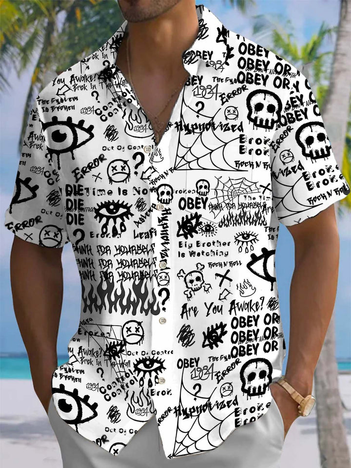 Alohadaddy® Casual Graffiti Print Art Pocket Stretch Men&