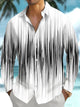 Alohadaddy® Casual Stripe Print Art Pocket Stretch Men's Long Sleeve Shirt Big & Tall