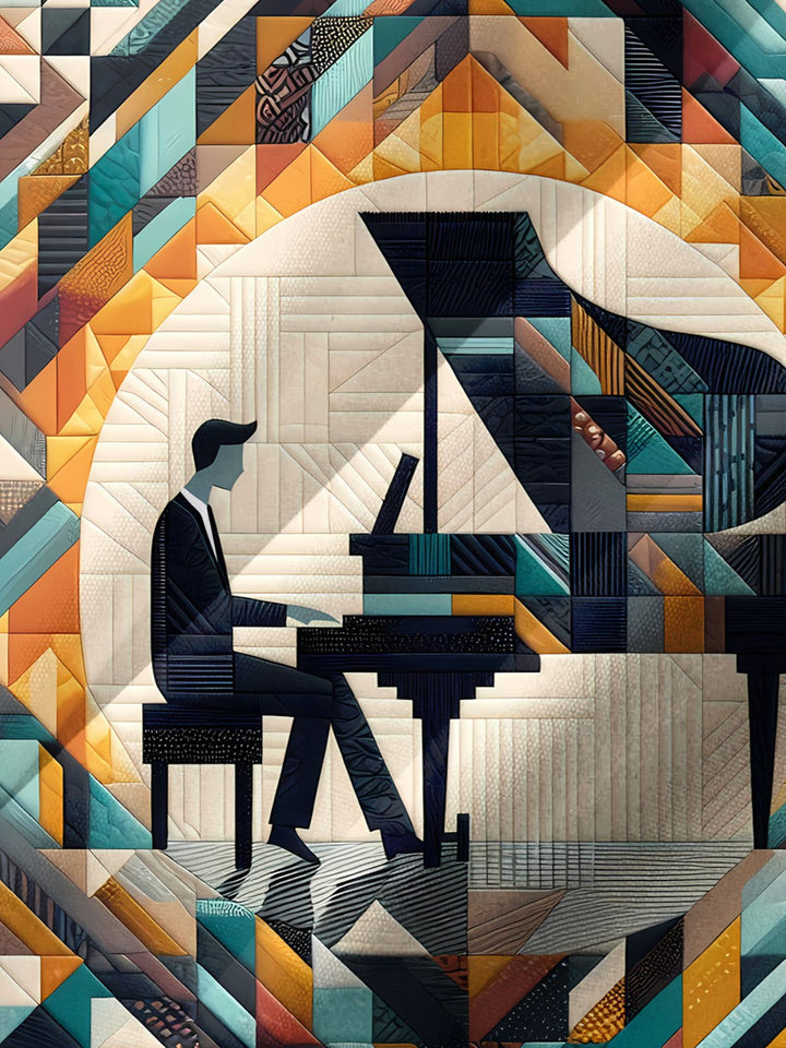 Alohadaddy® Vintage Geometric Piano Art Print Pocket Stretch Men&