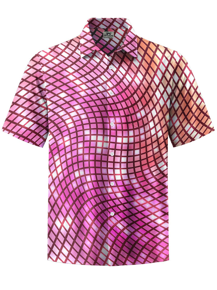 Alohadaddy® Casual Plaid Ombre Print Art Pocket Stretch Men&