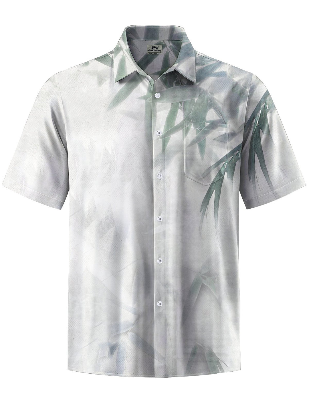 Alohadaddy® Casual Bamboo Leaf Watercolor Print Button Pocket Stretch Men&