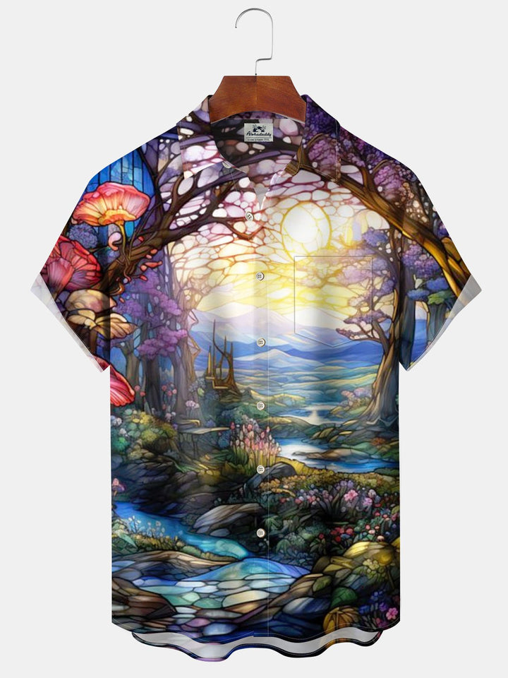 Alohadaddy® Retro Geometric Scenic Print Pocket Stretch Men&