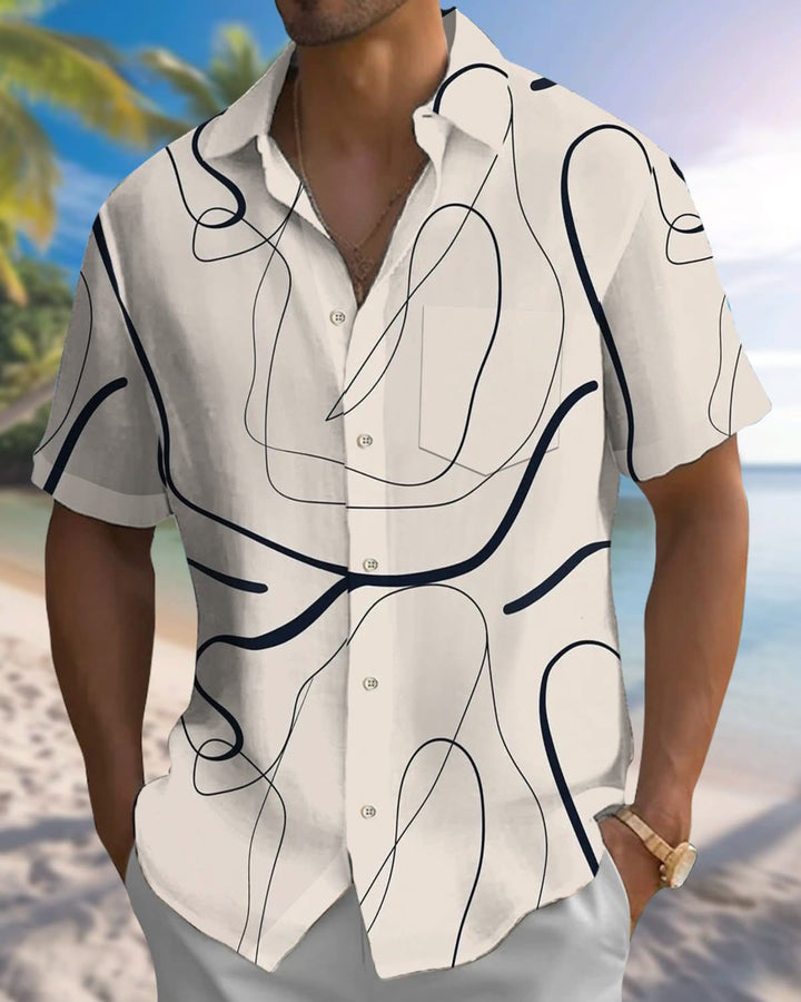Alohadaddy® Casual Stripes Abstract Print Pocket Stretch Men&