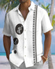 Alohadaddy® Retro Striped Bamboo Print Art Pockets with Elastic Buttons Men's Short Sleeve Shirt Big & Tall