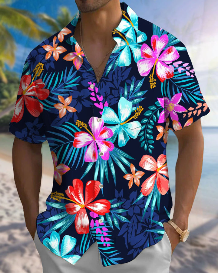 Alohadaddy® Hawaiian Floral Print Art Pocket Button Cardigan Men&