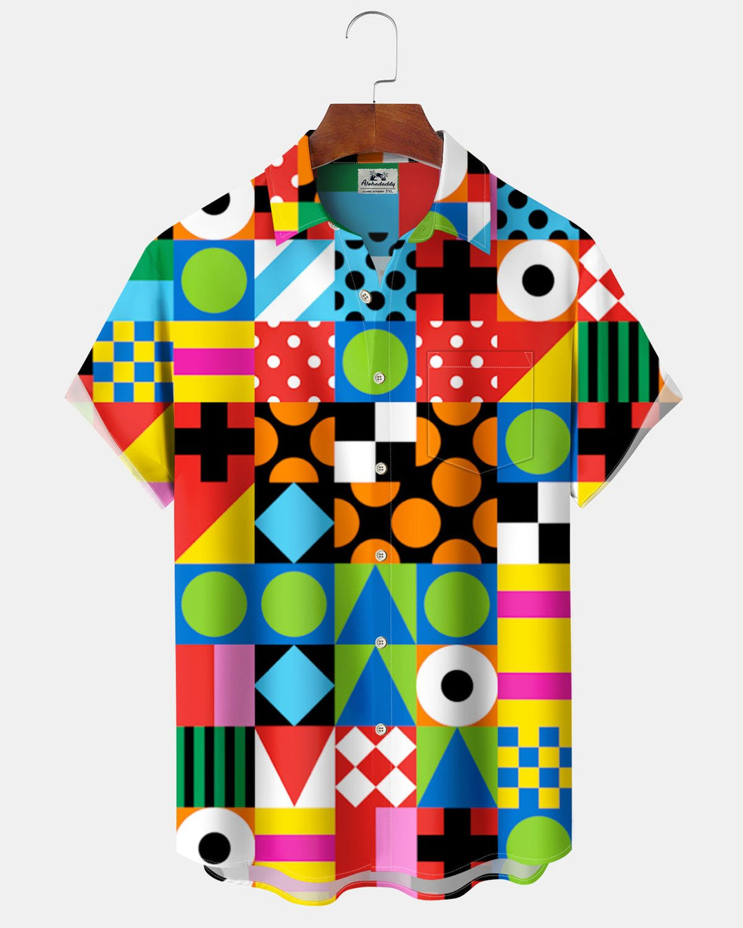 Alohadaddy® Casual Geometric Print Art Pocket Button Men&