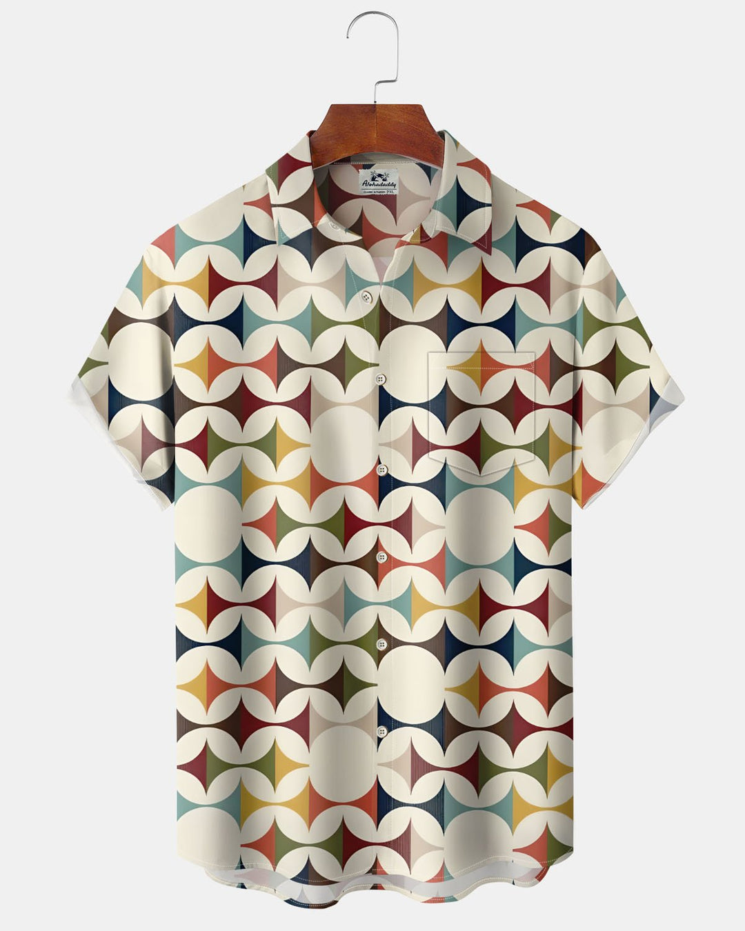 Alohadaddy® Casual Geometric Circle Print Art Button Pocket Cardigan Men&