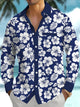 Alohadaddy® Hawaiian Flowers Contrast Art Print Chest Pocket Men's Long Sleeve Shirts Big & Tall