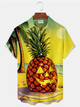 Alohadaddy® Holiday Halloween Pineapple Art Print Men's Button Pocket Short Sleeve Shirt Big & Tall