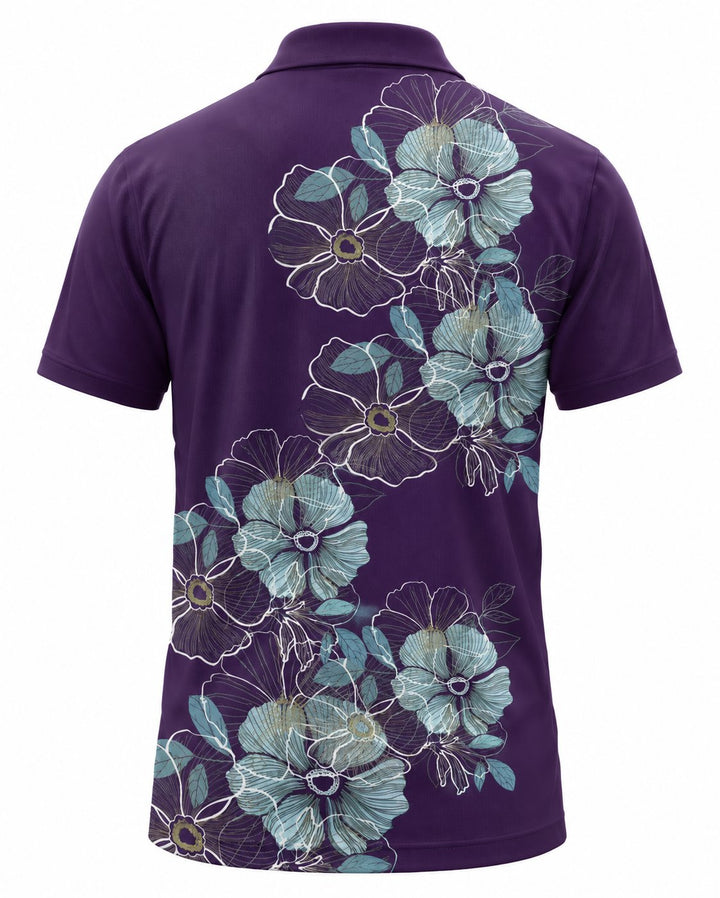 Men’s Basic Casual Flowering and plants Retro Print Button Down Polo Short-Sleeve Big &amp; Tall